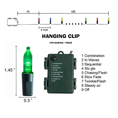 50 LED Battery Operated 16ft Christmas Lights Decoration