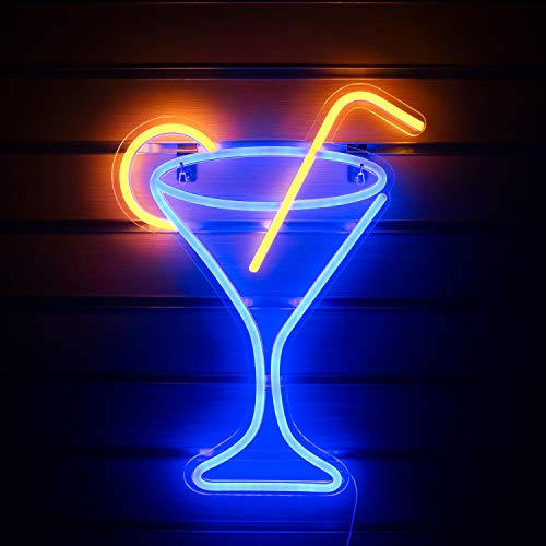 Cocktail Martini Neon Signs for Room Night Light Decoration USB Operated (17”x 13”)