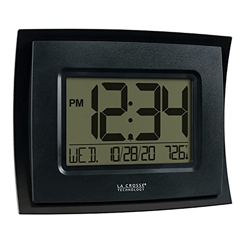 Digital Black Clock with Indoor Temperature