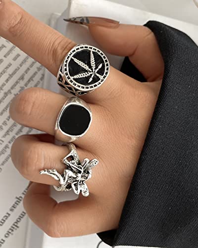 Vintage Silver Open Punk Rings for Men Women