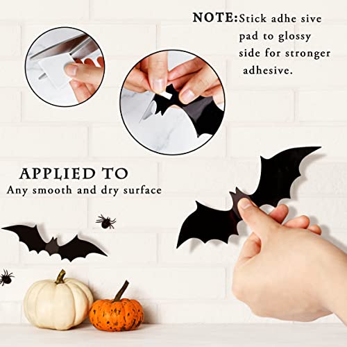 Bat wall Decorations  Supplies, 64 Pcs Reusable PVC 3D Black Bats Stickers for Creepy