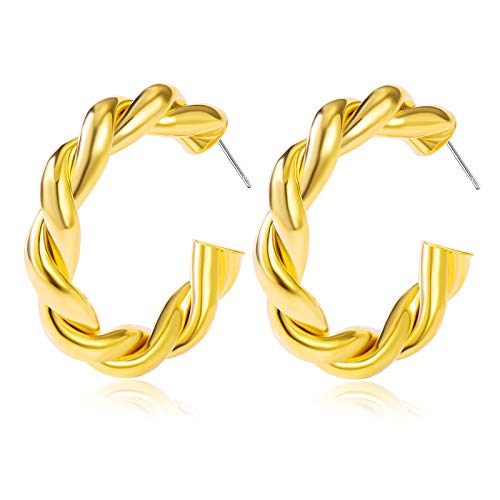 6 Pairs Gold Chunky Hoop Earrings Set for Women Hypoallergenic