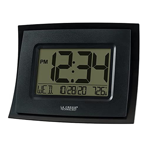 Digital Black Clock with Indoor Temperature