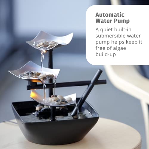 Indoor 3-Tier Relaxation Tabletop Fountain with Automatic Pump with Power Switch