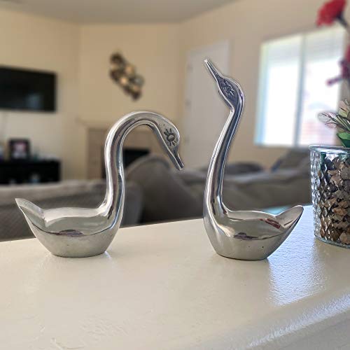 Aluminum Swan Figurine Paperweight, 8" &  6" for Home Decoration