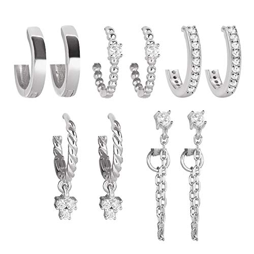 5 Pairs Huggies Hoop Earrings Set for Women