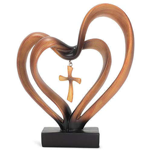 Marriage Takes Three Hearts Matte Silver Finish 13X8 inch Cross in Middle Home Decoration