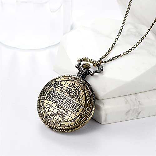 Antique Bronze Anime Skull One Piece Pocket Watch/Necklace for Fathers Day Gift