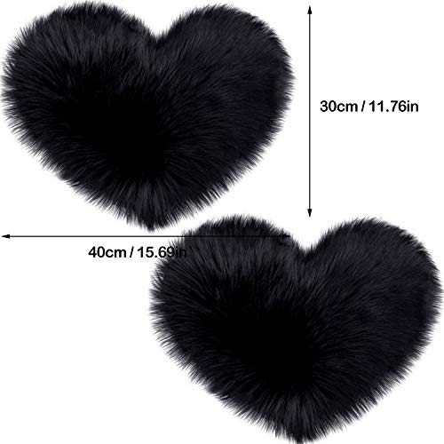 2 Pieces Fluffy Faux Sheepskin Area Rug Heart Shaped, 12 x 16 Inch