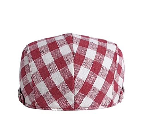 Men Adjustable Colorful Striped Plaid Ivy Newsboy Cabbie Gatsby Cotton Caps