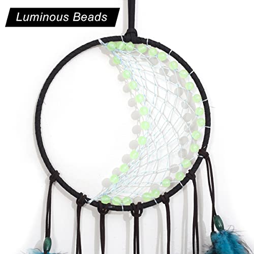 Blue Dream Catchers Handmade, Boho Traditional Circular Net for Wall Hanging Decor,