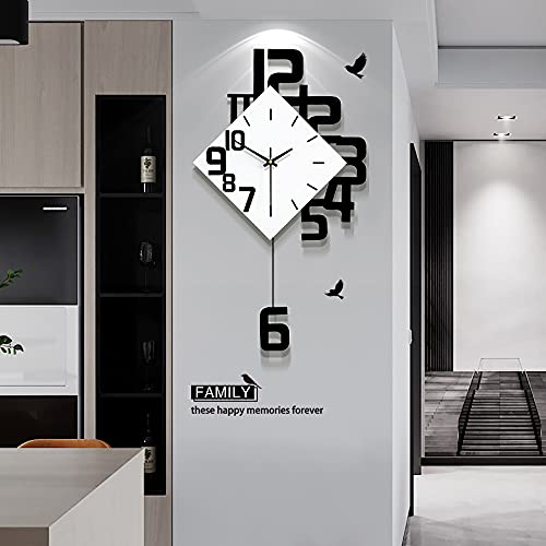 Large Wall Clocks w/ Pendulum Battery Operated Non-Ticking