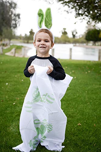 6 Easter Potato Sack Race Jumping Bags 40 x 24 w/ Bunny Ears Headbands for Party Supplies