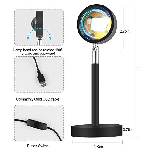 180 Degree Rotation Sunset Projection Lamp Led Light