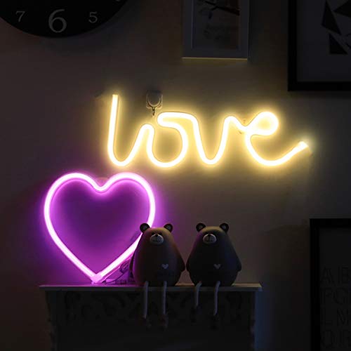 Heart Neon Sign, Battery Operated or USB Powered