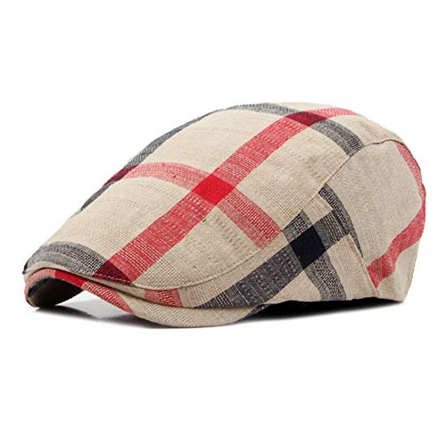 Men Adjustable Colorful Striped Plaid Ivy Newsboy Cabbie Gatsby Cotton Caps