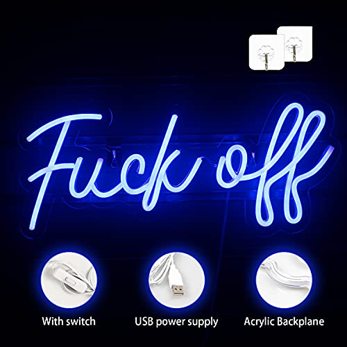 Neon Sign Fuck Off Blue Neon Lights for Wall Decoration USB/Switch Operated