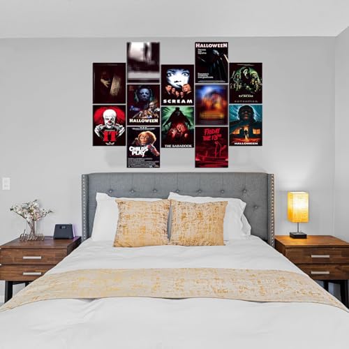 Vintage Horror Movie Posters for Room Aesthetic, Creepy Scary Movie Art Prints Wall Art Posters
