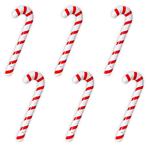 6 Pack Large Christmas Plastic Inflatable Candy Cane Ornaments