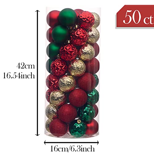 50ct 60mm Traditional Red Green and Gold Christmas Ball Ornaments