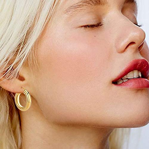 6 Pairs Gold Chunky Hoop Earrings Set for Women Hypoallergenic