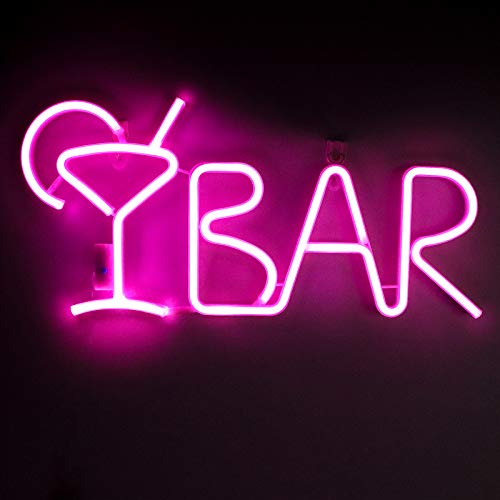 Bar Neon Signs w/ 8 Kind LED Lighting Modes & Remote Control, USB/AA Battery-Powered