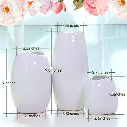 Ceramic White Vases Set of 3