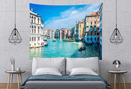 Venice Italy Tapestry Gondola Near Rialto Bridge on Grand Canal Street Venice Tapestry Wall Decoration