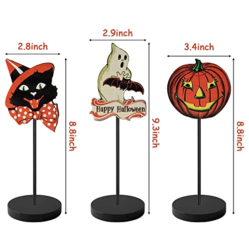 3Pcs Happy Halloween Wood Table Decoration