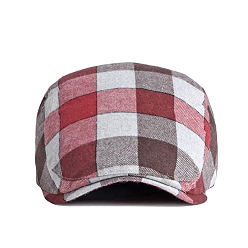 Men Adjustable Colorful Striped Plaid Ivy Newsboy Cabbie Gatsby Cotton Caps