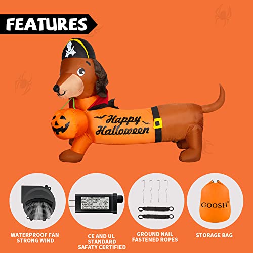 5 FT Halloween Inflatable Outdoor Dog w/ a Pumpkin Decoration