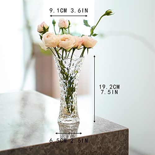Glass Flower Vase, Small Clear Vase for Flowers, Clear Crystal Vases for Centerpieces, Bud Vases