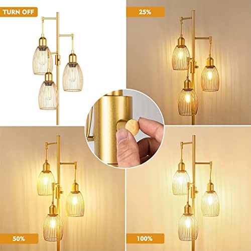 Decorative Gold Standing Lamp w/ 3pcs E26 LED Bulb (Included)