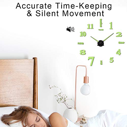 3D DIY Wall Clock Decor Sticker Mirror Frameless