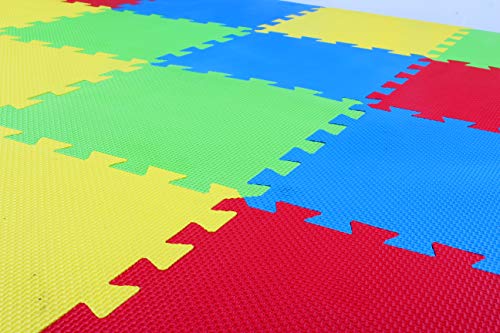 Kid's Puzzle Exercise Play Mat with EVA Foam Interlocking Tiles, 9 Colors (36 Tiles)