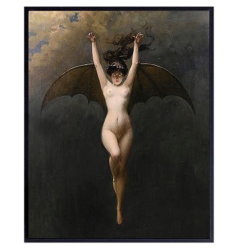 Gothic Wall Art Bat Wall Witch Creepy Vintage Retro Gift for Women Men Woman