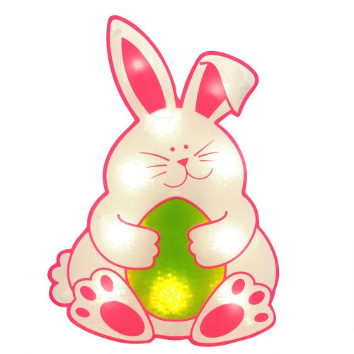 Easter Shimmer Lighted Window Decoration, Bunny w/ Egg