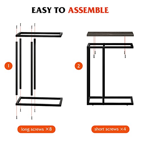 C Shaped End Table for Sofa Couch & Bed