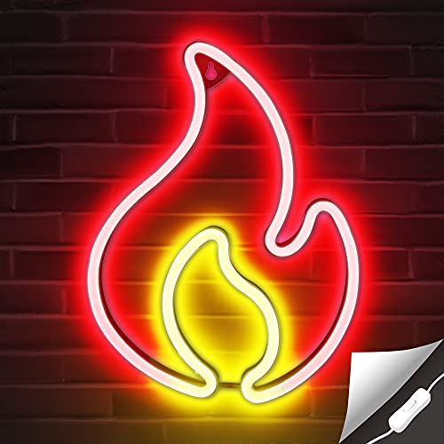 Flame Neon Sign, USB Powered Red Flame w/ On/Off Switch