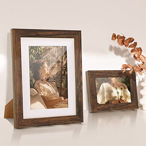 Gallery Wall Picture Frame Set - 10 pcs Family Picture Frames w/ Glass & Mat