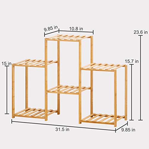 Bamboo 6 Tier Plant Stand Rack Multiple Flower Pot Holder