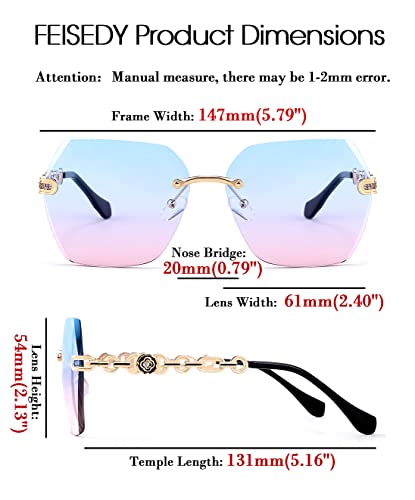 Classic Rimless Sunglasses for Women Metal Frame Diamond Cutting Lens