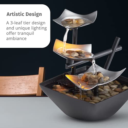 Indoor 3-Tier Relaxation Tabletop Fountain with Automatic Pump with Power Switch