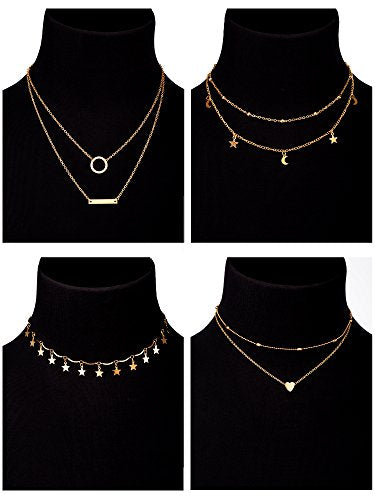 9 Pcs Gold Layering Chain Choker Necklace for Women Girls