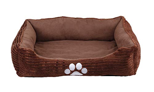 Reversible Rectangle Pet Bed w/ Dog Paw Printing, 25 by 21 inches