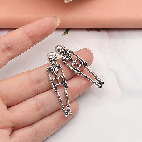 Gothic Skeleton Unique Earrings Punk Human Skull Funny Earrings Ghost Groom Bride Halloween Earrings