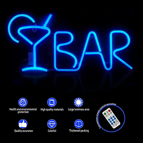 Bar Neon Signs w/ 8 Kind LED Lighting Modes & Remote Control, USB/AA Battery-Powered