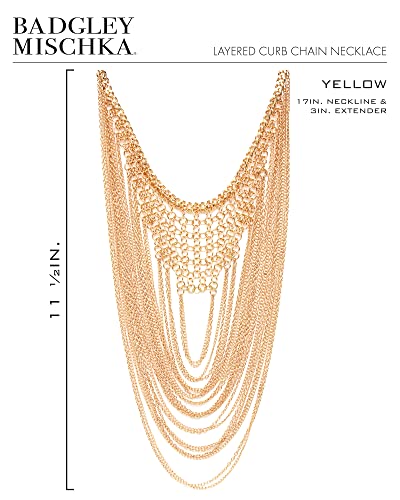 Women's Necklace - Elegant Layered Curb Chain Statement Bib Collar Necklace Costume Jewelry, White