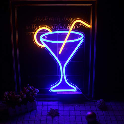 Cocktail Martini Neon Signs for Room Night Light Decoration USB Operated (17”x 13”)