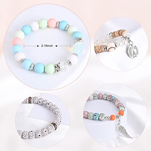 6 Sets Stackable Stretch Bracelets Multi-color Bohemian Bracelet Sets for Women